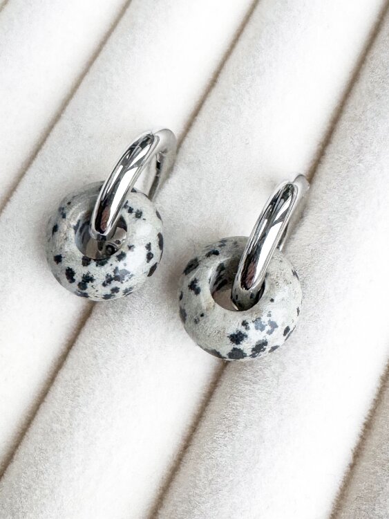 Серьги c далматиновой яшмой